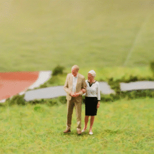 Figurine couple âgé miniature 1/43