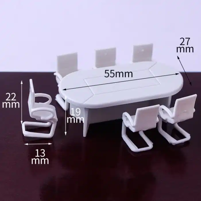 Mobilier pour salle de réunion miniature 1/50 blanc 4