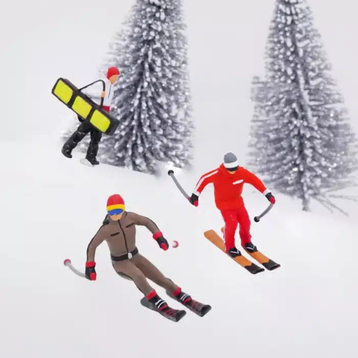 Figurines skieurs pour maquette 1/64 3