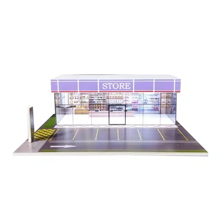 Supermarché miniature avec parking 1/64 8