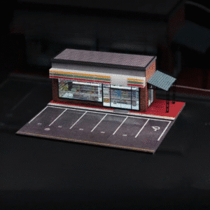 Maquette de supérette 1/64 avec parking