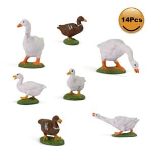 Figurines animaux de la ferme - oies et canard​s échelle 1/43 (lot de 14)