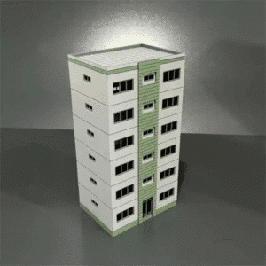 Bâtiment résidentiel 3 ou 5 étages vert 1/87