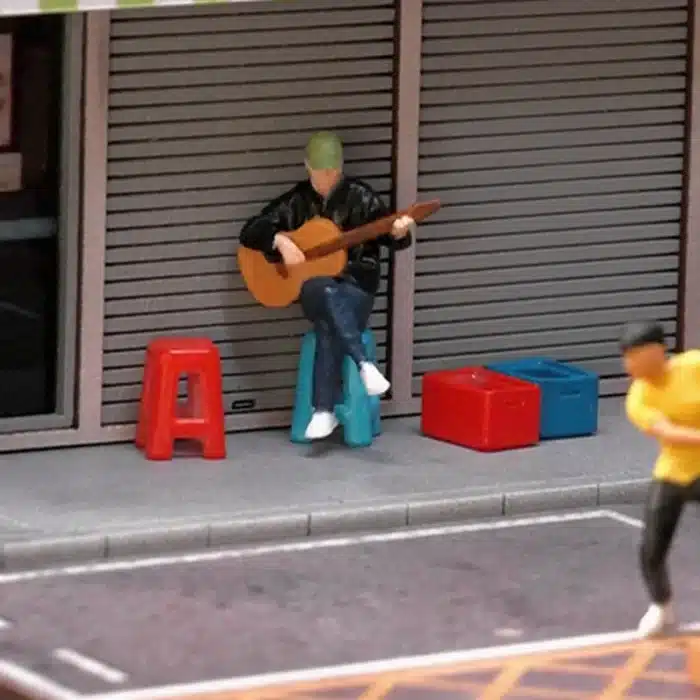 Set de tabourets et caisses à bière miniatures 1/64 5