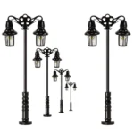 Lampadaires miniatures noirs LED 1/160 1