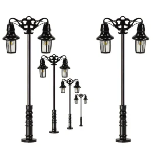 Lampadaires miniatures noirs LED 1/160 1