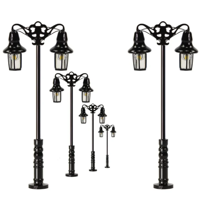 Lampadaires miniatures noirs LED 1/160 1