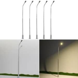 Lampadaires miniatures gris 20 cm (lot de 5)