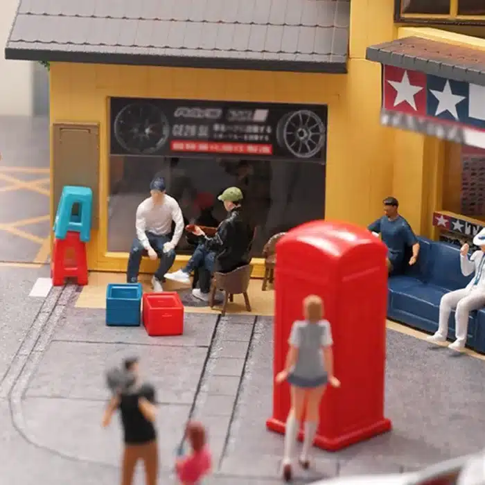 Set de tabourets et caisses à bière miniatures 1/64 6