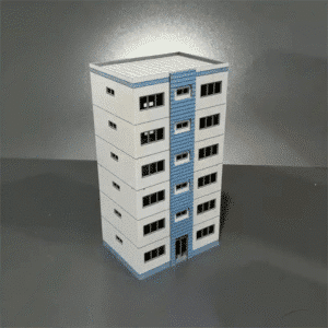 Bâtiment résidentiel 3 ou 5 étages bleu 1/87