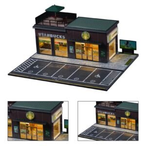 Maquette de coffee shop avec parking 1/64