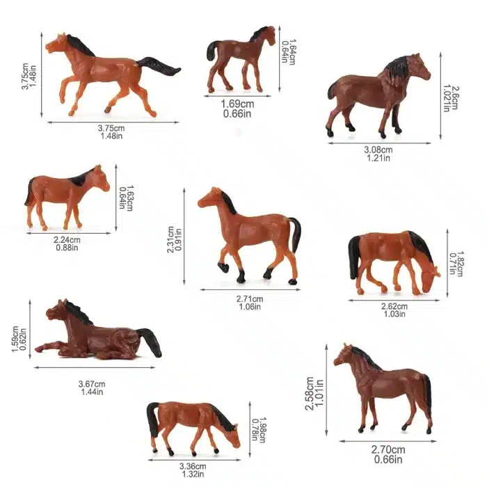 Figurines chevaux​ marrons HO 6