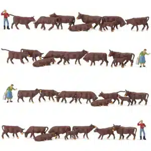 Figurines vaches marrons HO 1