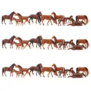 Figurines chevaux marrons HO 1