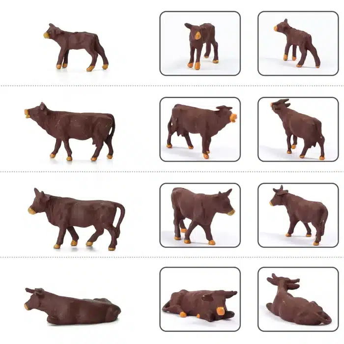 Figurines vaches​ marrons HO 4