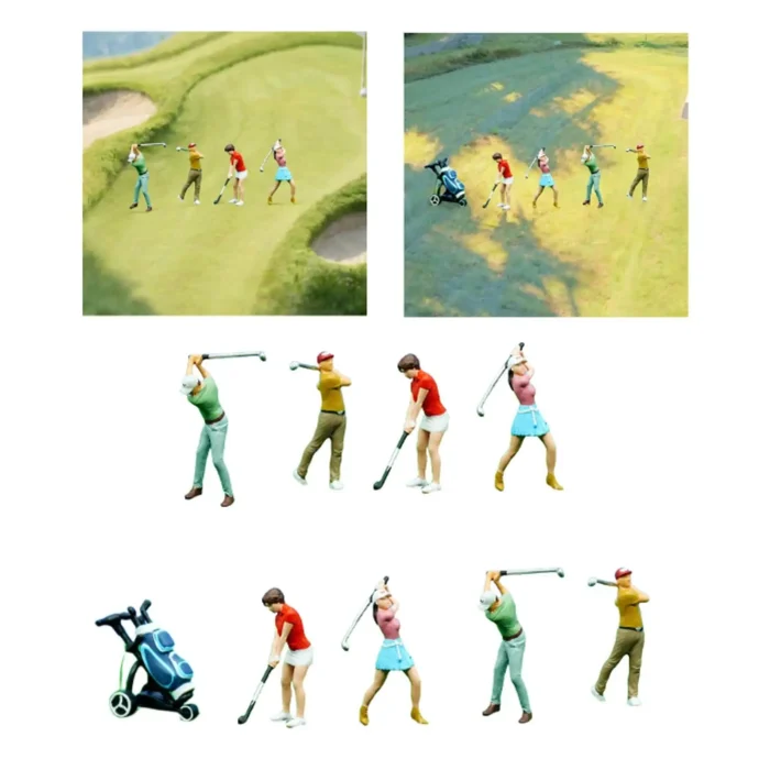 Figurines maquette 4 joueurs de golf 1/64 1