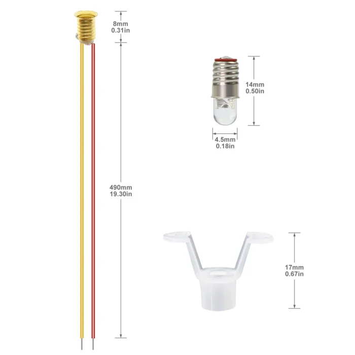 ampoules e5 12v avec supports en cuivre et fils 2