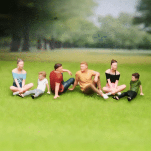 Figurines miniatures – famille assise au parc 1/87
