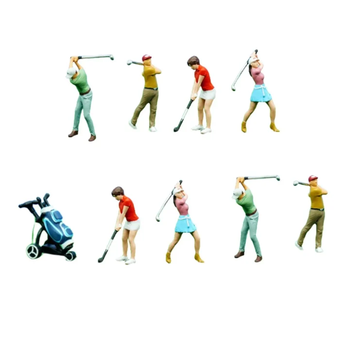 Figurines maquette 4 joueurs de golf 1/64 2