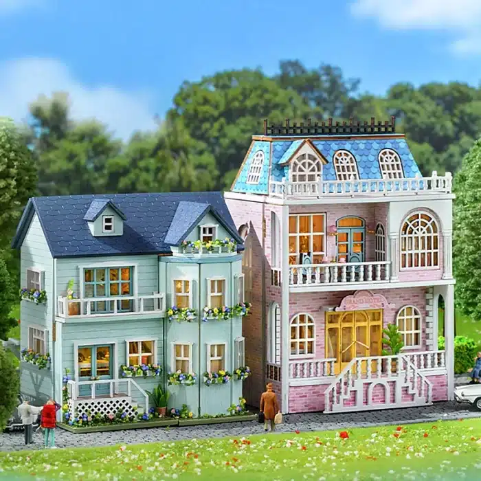 Maquette maison familiale bleue 2