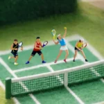 4 joueurs tennis miniature 1/64 2