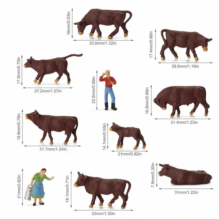 Figurines vaches​ marrons HO 5