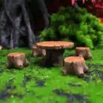 Table tronc d’arbre miniature avec tabourets 4