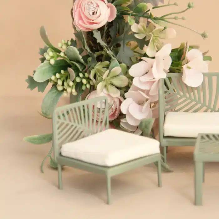 salon jardin miniature vert 1/12 5