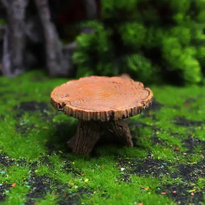 Table tronc d’arbre miniature avec tabourets 5