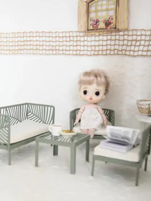 salon jardin miniature vert 1/12 16