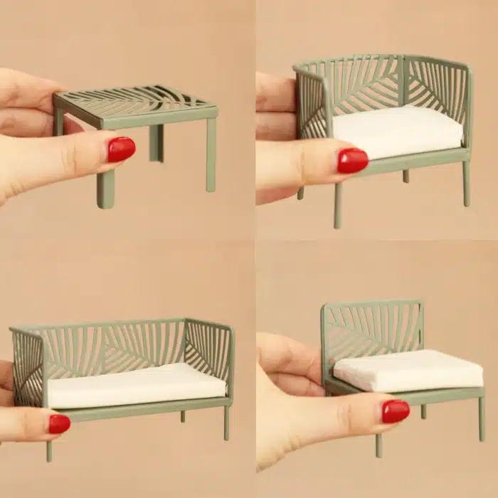 salon jardin miniature vert 1/12 3