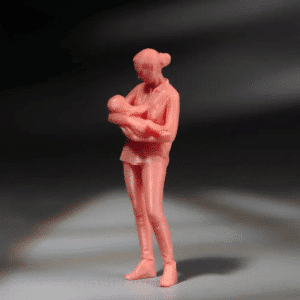 Figurine miniature d'une mère et de son bébé (sans peinture)
