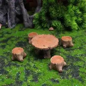 Table tronc d’arbre miniature avec tabourets 1