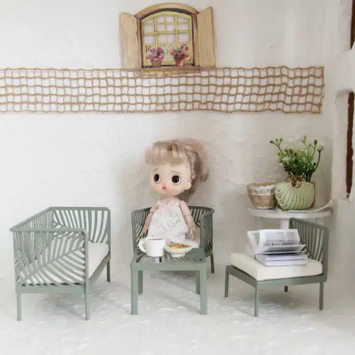 salon jardin miniature vert 1/12 6