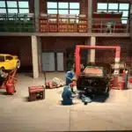 Lot objets miniatures scène garage 1/64 3